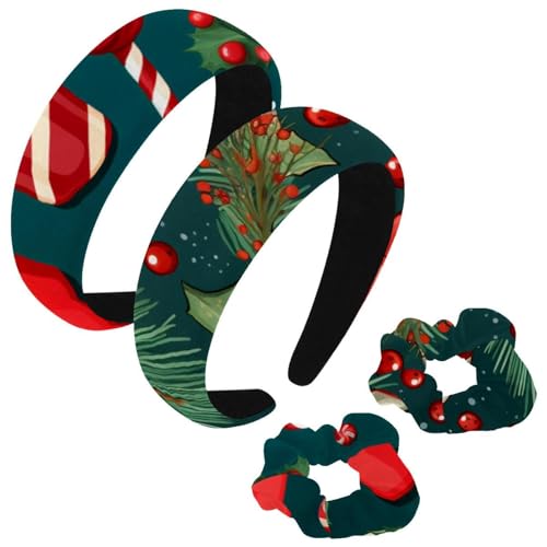 etoenbrc 2 Stück Polyester Breite Stirnbänder und Haargummi für Frauen Weihnachten Krücke Z Stirnbänder Haarband Mode Anti-Rutsch Haarreifen für Mädchen Frauen Haarschmuck von etoenbrc