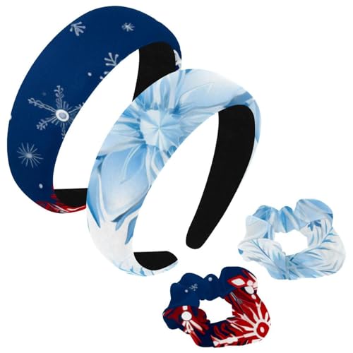 etoenbrc 2 Stück Polyester Breite Stirnbänder und Haargummi für Frauen Weihnachten Schnee J Stirnbänder Haarband Mode Anti-Rutsch Haarreifen für Mädchen Frauen Haarschmuck von etoenbrc
