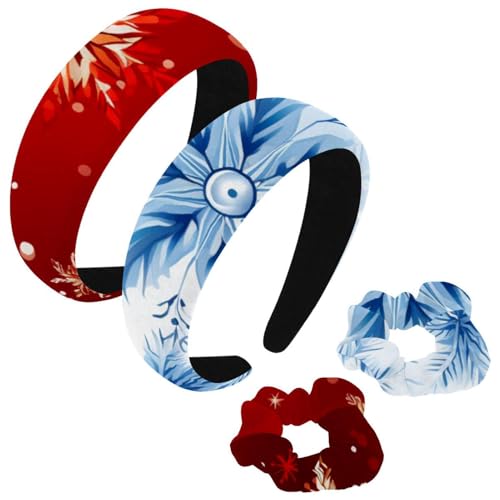 etoenbrc 2 Stück Polyester Breite Stirnbänder und Haargummi für Frauen Weihnachten Schnee Stirnbänder Haarband Mode Anti-Rutsch Haarreifen für Mädchen Frauen Haarschmuck von etoenbrc