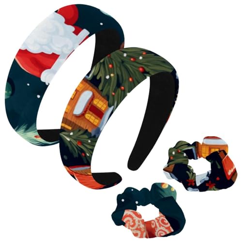 etoenbrc 2 Stück Polyester Breite Stirnbänder und Haargummi für Frauen Weihnachten Tag Stirnbänder Haarband Mode Anti-Rutsch Haarreifen für Mädchen Frauen Haarschmuck von etoenbrc