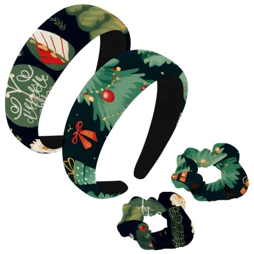 etoenbrc 2 Stück Polyester Breite Stirnbänder und Haargummi für Frauen Weihnachten Tag W Stirnbänder Haarband Mode Anti-Rutsch Haarreifen für Mädchen Frauen Haarschmuck von etoenbrc