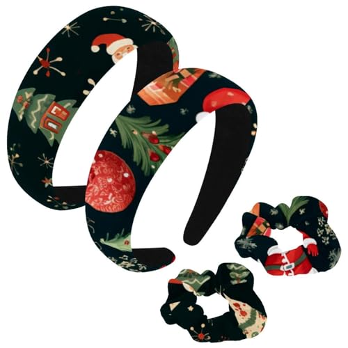 etoenbrc 2 Stück Polyester Breite Stirnbänder und Haargummi für Frauen Weihnachtsbaum F Stirnbänder Haarband Mode Anti-Rutsch Haarreifen für Mädchen Frauen Haarschmuck von etoenbrc