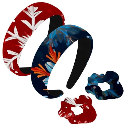 etoenbrc 2 Stück Polyester Breite Stirnbänder und Scrunchie für Frauen Weihnachten Schnee D Stirnbänder Haarband Mode Anti-Rutsch Haarreifen für Mädchen Frauen Haarschmuck von etoenbrc
