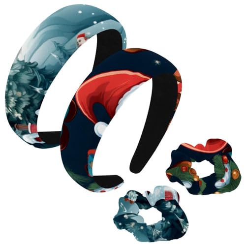 etoenbrc 2 Stück Polyester Breite Stirnbänder und Scrunchie für Frauen Weihnachten Tag D Stirnbänder Haarband Mode Anti-Rutsch Haarreifen für Mädchen Frauen Haarschmuck von etoenbrc