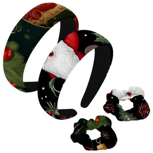 etoenbrc 2 Stück Polyester Breite Stirnbänder und Scrunchie für Frauen Weihnachten Tag O Stirnbänder Haarband Mode Anti-Rutsch Haarreifen für Mädchen Frauen Haarschmuck von etoenbrc