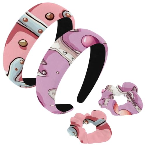 etoenbrc 2 Stück Polyester breite Stirnbänder und Haargummi für Frauen, Süßigkeiten Ostern Kreuz Stirnbänder Haarband Mode Anti-Rutsch Haarreifen für Mädchen Frauen Haarschmuck von etoenbrc