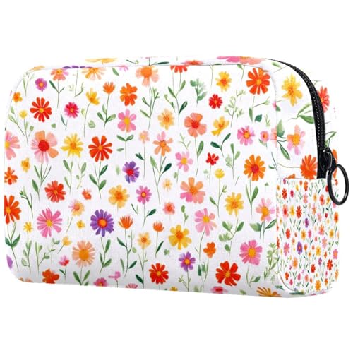 etoenbrc Bunte Make-up-Tasche mit frischem Blumenmuster, Reisetasche, wiederverwendbar, Kosmetiktasche, große Kulturtasche für Teenager, Mädchen, Frauen, 18,5 x 7,6 x 13 cm, Mehrfarbig 1 etoenbrc Bunte Make-up-Tasche mit frischem Blumenmuster, Reisetasche, wiederverwendbar, Kosmetiktasche, große Kulturtasche für Teenager, Mädchen, Frauen, 18,5 x 7,6 x 13 cm, Mehrfarbig 1 von etoenbrc