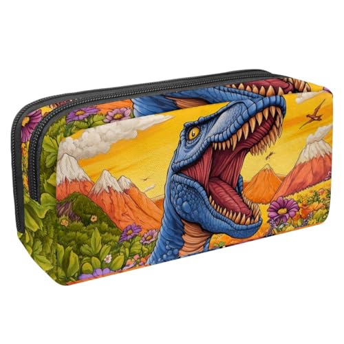 etoenbrc Federmäppchen, Cartoon-Blumen, Dinosaurier-Federmäppchen mit Reißverschluss, wasserdichte Stifttasche, Bürobedarf, Schreibwaren-Organizer für Teenager, Mädchen, Erwachsene, Studenten, von etoenbrc