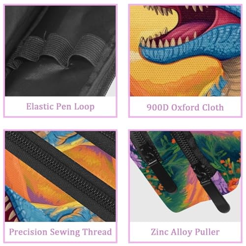 etoenbrc Federmäppchen, Cartoon-Dinosaurier-Federmäppchen mit Reißverschluss, wasserdichte Stifttasche, Bürobedarf, Schreibwaren-Organizer für Teenager, Mädchen, Erwachsene, Studenten, mehrfarbig, von etoenbrc