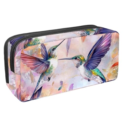 etoenbrc Federmäppchen, Kolibri, Sonnenblumen-Druck, Federmäppchen mit Reißverschluss, wasserdichte Stifttasche, Bürobedarf, Schreibwaren-Organizer für Teenager, Mädchen, Erwachsene, Studenten, von etoenbrc