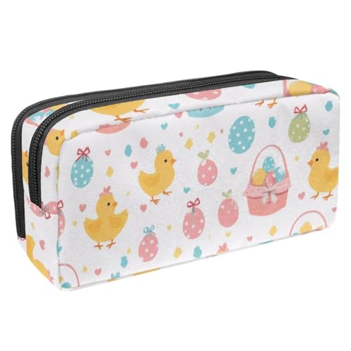 etoenbrc Federmäppchen, Oster-Huhn und Eier, Federmäppchen mit Reißverschluss, wasserdichte Stifttasche, Bürobedarf, Schreibwaren-Organizer für Teenager, Mädchen, Erwachsene, Studenten, mehrfarbig, von etoenbrc