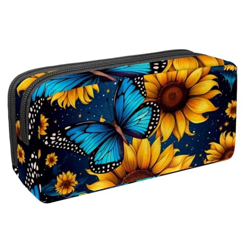 etoenbrc Federmäppchen, Sterne, blaue Schmetterlinge und Sonnenblumen, Federmäppchen mit Reißverschluss, wasserdichte Stifttasche, Bürobedarf, Schreibwaren-Organizer für Teenager, Mädchen, Erwachsene, etoenbrc Federmäppchen, Sterne, blaue Schmetterlinge und Sonnenblumen, Federmäppchen mit Reißverschluss, wasserdichte Stifttasche, Bürobedarf, Schreibwaren-Organizer für Teenager, Mädchen, Erwachsene, von etoenbrc