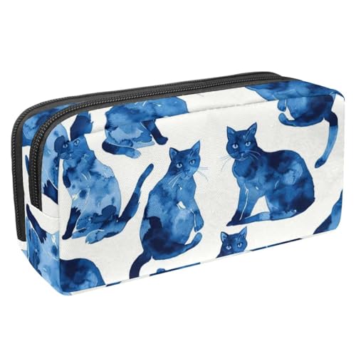 etoenbrc Federmäppchen, blaue Katzen-Silhouette, Federmäppchen mit Reißverschluss, wasserdichte Stifttasche, Bürobedarf, Schreibwaren-Organizer für Teenager, Mädchen, Erwachsene, Studenten, etoenbrc Federmäppchen, blaue Katzen-Silhouette, Federmäppchen mit Reißverschluss, wasserdichte Stifttasche, Bürobedarf, Schreibwaren-Organizer für Teenager, Mädchen, Erwachsene, Studenten, von etoenbrc