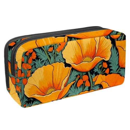 etoenbrc Federmäppchen, gelbe kalifornische Mohnblumen-Gemälde, Federmäppchen mit Reißverschluss, wasserdichte Stifttasche, Bürobedarf, Schreibwaren-Organizer für Teenager, Mädchen, Erwachsene, von etoenbrc