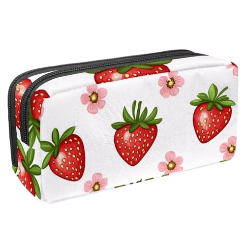 etoenbrc Federmäppchen, rosa karierte Schleife, Kirsche, Federmäppchen mit Reißverschluss, wasserdichte Stifttasche, Bürobedarf, Schreibwaren-Organizer für Teenager, Mädchen, Erwachsene, Studenten, von etoenbrc