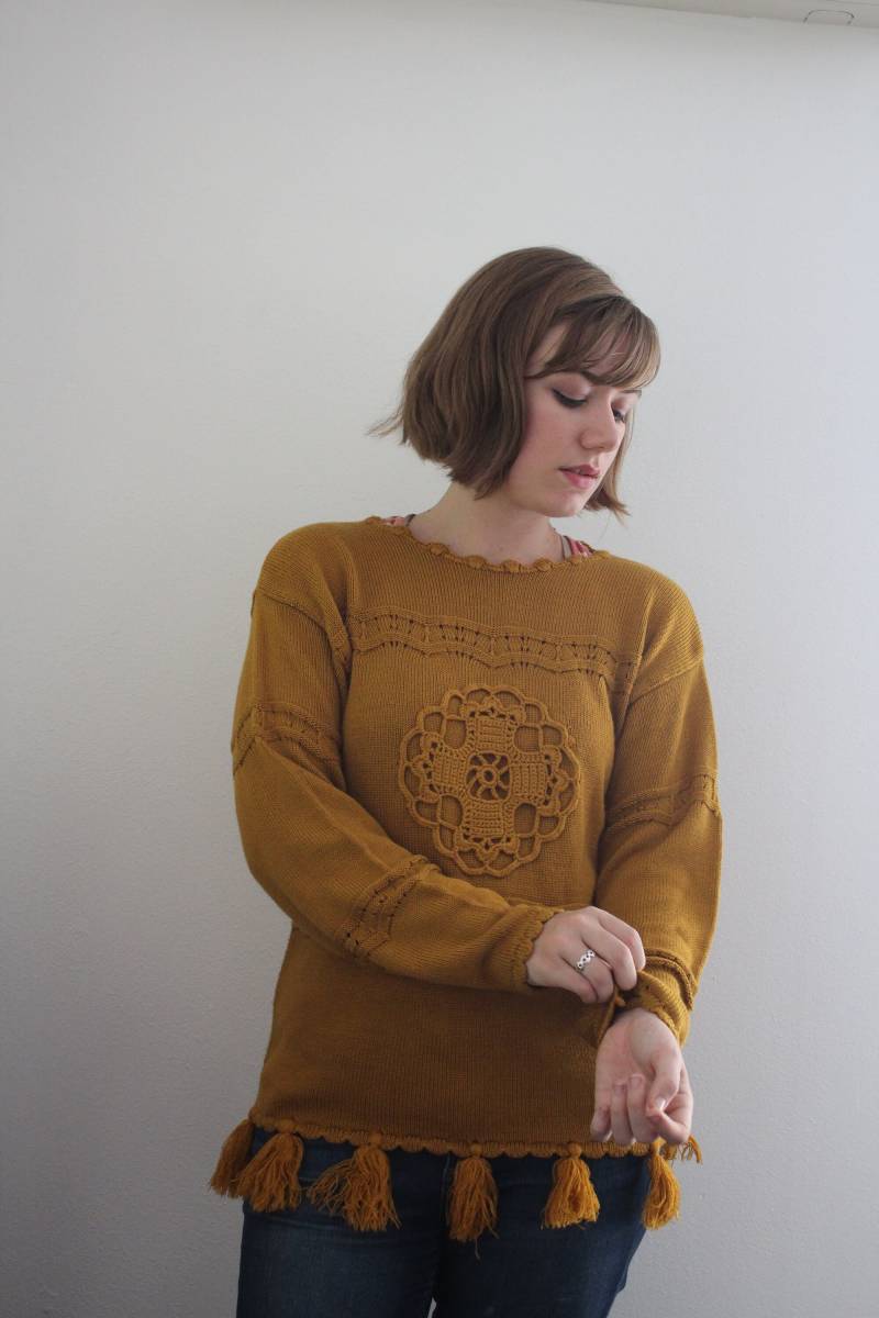 1980Er Jahre Vintage Pullover Von Leslie Fay in Senfgelb 1980Er Jahre Vintage Pullover Von Leslie Fay in Senfgelb von etoileantiques