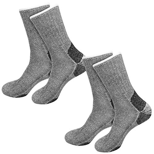 etrado fashion 2 Paar - Extrem robuste und wärmende Vollplüschsocken mit Alpakawolle und CORDURA® (2 Paar / 35-38 Grau) von etrado fashion