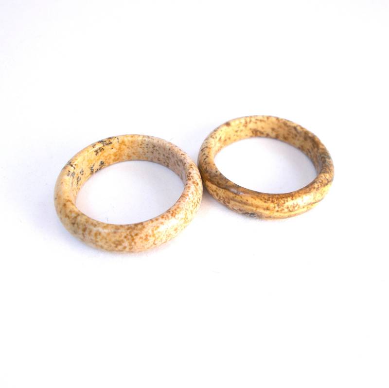 Bilder Jaspis Ring Vintage Edelstein Ringschiene Dots Spots 80Er Jahre Schmuck Leopard Muster Beige Braun Naturstein Größe 39 von etsyYNB