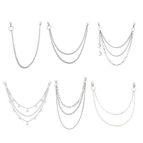 Hosenkette: 6 Stück Jeanskette, Jeans Ketten, Hosenkette Herren, Hosen Kette, Punk Hip Hop Kette für Jeans, Gürtel, Tasche, Brieftasche, Langlebiges Metall Schmuck von eupdd