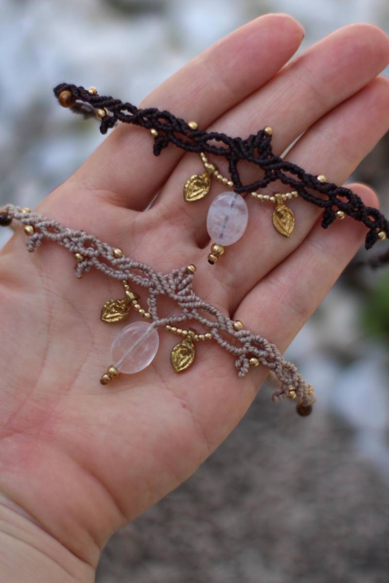 Macrame Rose Quartz Anklets Makramee Rosenquarz Fußkettchen Boho Schmuck Hippie Festival Jewelry Summer Vibes Sommer Euphoriamacrame von ofmaricreations