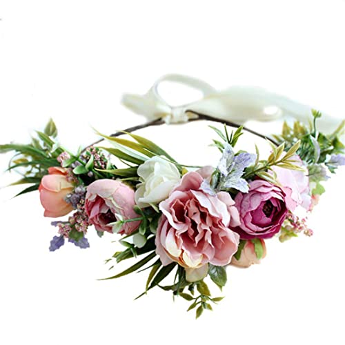 Blumenstirnband Verstellbares Kranz Blumenstirnband florale Kopfbänder Girlandenstirnband für Hochzeitsblumenhaarkranz von eurNhrN