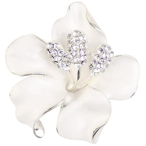 Brosche Pin Blumen Brosche mit hergestelltem Kristall für Frauen, Braut Weiß All Saints Day Dekor von eurNhrN