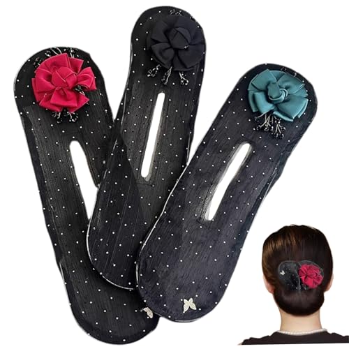 Haarbrötchenhersteller 3pcs Blumendesign Dotted Bun Maker Exquisite Bun Maker für Langhaar Frauen Mesh Haartyps Accessory Schönheitspflicht von eurNhrN