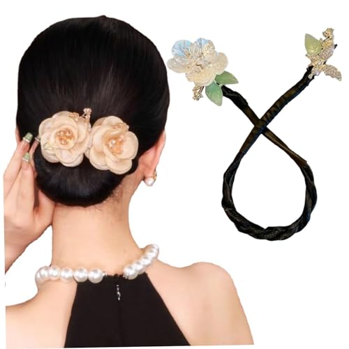 Haarknoten-Maker, 2 Stück, fauler Lockenwickler, Blumen-Schmetterlings-Haarknoten-Roller, eleganter Haar-Twist-Dutt-Maker für Frauen und Mädchen, Schönheitsartikel von eurNhrN