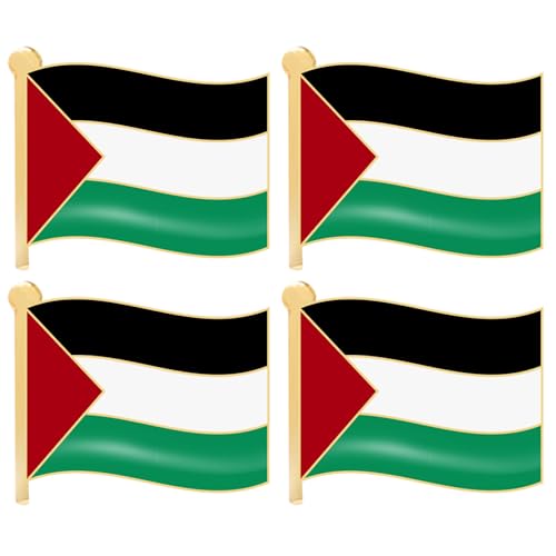 Palästinensische Flagge Pin Palästinensische Flaggenstifte 4pcs wehende elektroplierte Legierung 0,98x0,79 Zoll Palästina Pin Palästina Pins für Parade -Partykleidung von eurNhrN