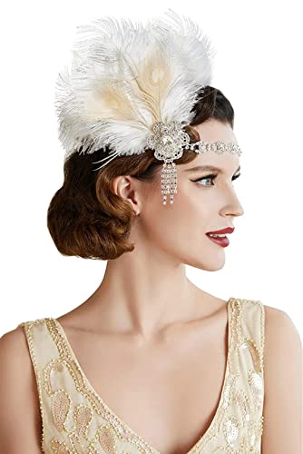 Vintage 1920er Flapper -Stirnband Roaring 20s Tolles Kopfstück mit Pfauen 1920er Flapper Hair Accessoires Accessoire von eurNhrN