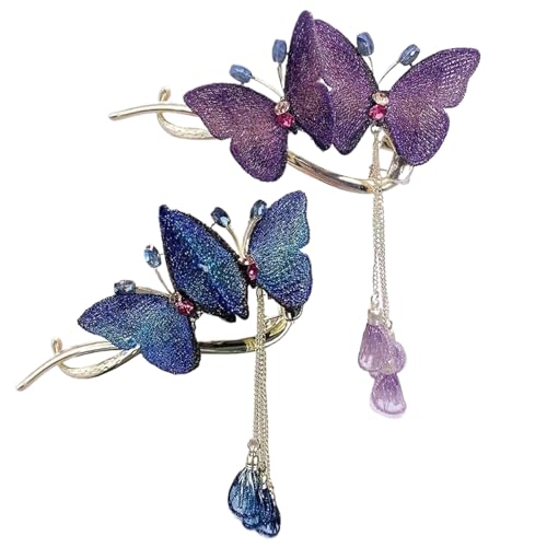Violette Schmetterlingshaarklammern, 2pcs elegante Strasshaarklammern für Frauen, funkelnde dekorative Haarklammern Schönheitszubehör von eurNhrN