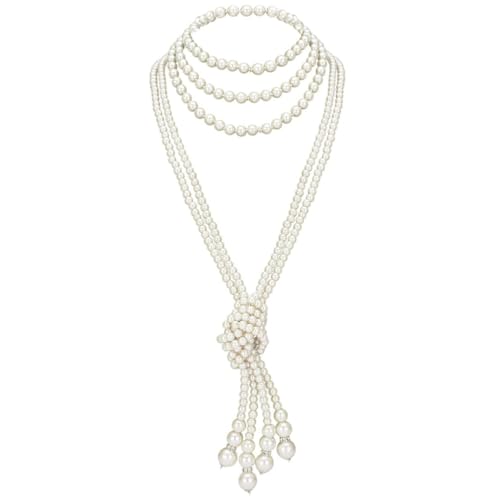 eurNhrN Lange Perlen Halskette Kunstperlen Halskette Set Perlen Langperlen Halskette 1920er Jahre Kostüm Schmuck Urlaub Dekorationen von eurNhrN
