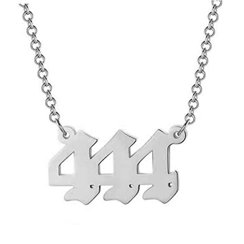 eurNhrN Nummer Halskette 444 Nummer Anhänger Choker Schmuck Edelstahlverbindungskette Silber Nummer Halskette von eurNhrN