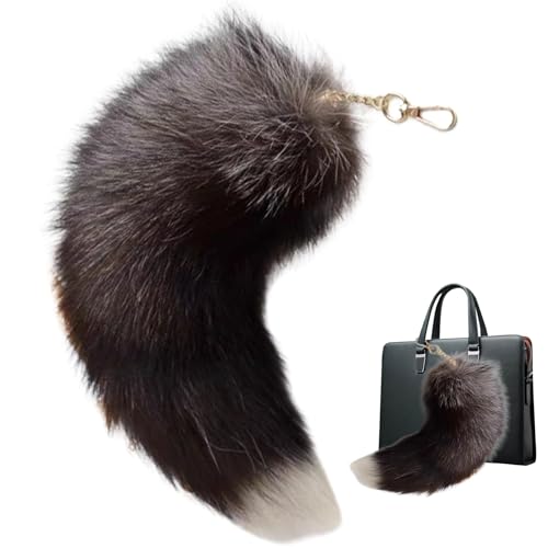 eurNhrN Therian Tail Therian Tail, 15-15,8 Zoll Fuchs Schwanzschlüsselkette, Mode flauschiger pelziger Schwanz, wunderschönes Kunstspielzeug für Handtaschen Rucksack 2 von eurNhrN