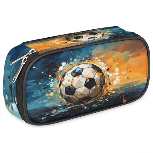 eurwhj Federmäppchen für Mädchen und Jungen, Aquarell-Fußball-Federmäppchen, Kinder, Teenager, Federmäppchen, Reißverschluss, PU-Leder, Bleistift-Organizer, Schule, Stiftebox, Marker-Etui, Schwarz eurwhj Federmäppchen für Mädchen und Jungen, Aquarell-Fußball-Federmäppchen, Kinder, Teenager, Federmäppchen, Reißverschluss, PU-Leder, Bleistift-Organizer, Schule, Stiftebox, Marker-Etui, Schwarz von eurwhj