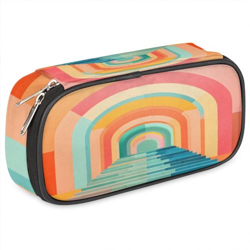 eurwhj Federmäppchen für Mädchen und Jungen, abstraktes Regenbogen-Federmäppchen für Kinder, Teenager, Federmäppchen, Reißverschluss, PU-Leder, Bleistift-Organizer, Schule, Stiftebox, Marker-Etui, eurwhj Federmäppchen für Mädchen und Jungen, abstraktes Regenbogen-Federmäppchen für Kinder, Teenager, Federmäppchen, Reißverschluss, PU-Leder, Bleistift-Organizer, Schule, Stiftebox, Marker-Etui, von eurwhj