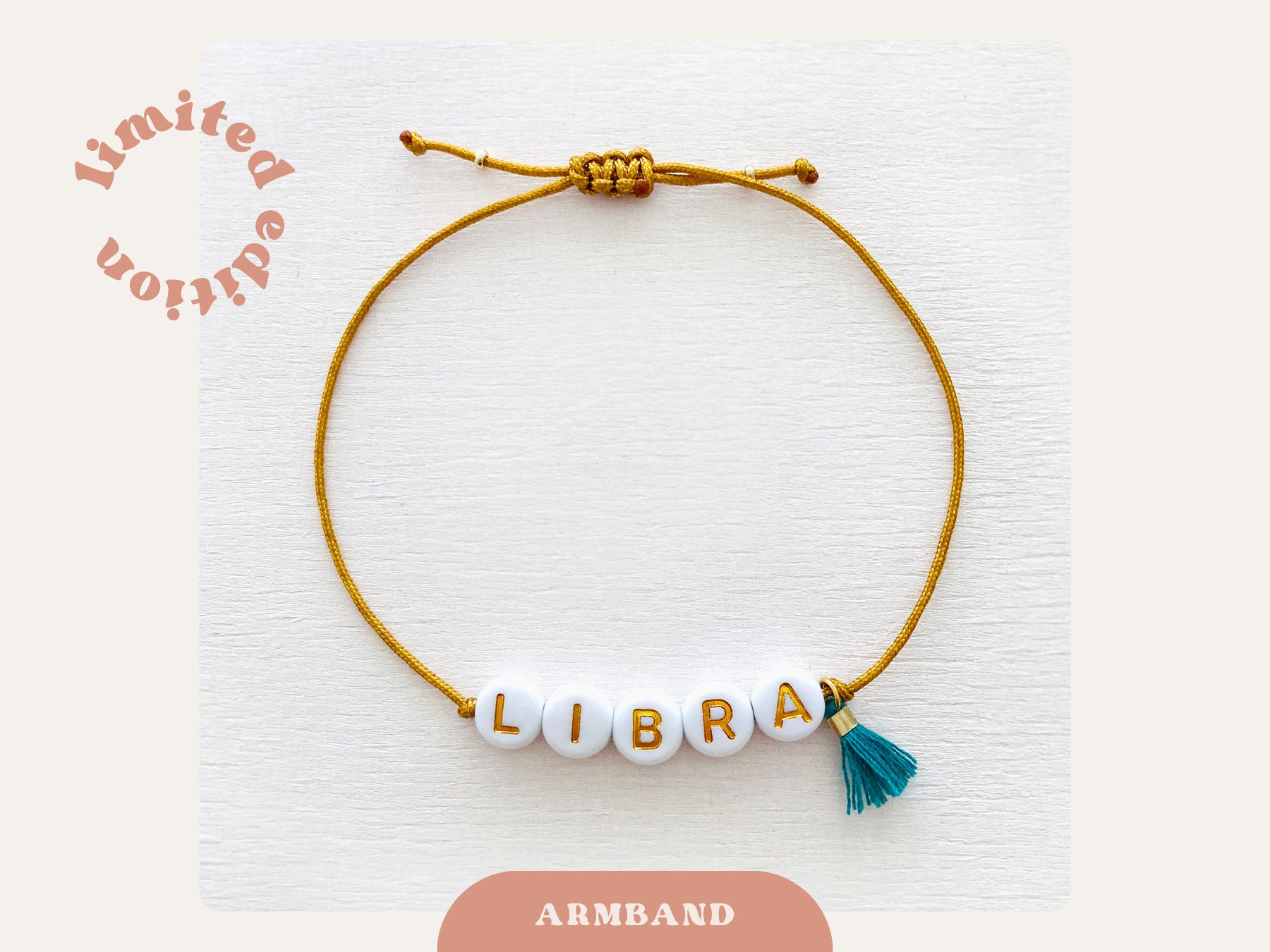 Libra/sternzeichen Waage Schlichtes Armband Handgemacht in Weiß Gold Türkis Mit Quaste Freundschaftsarmband Libra/sternzeichen Waage Schlichtes Armband Handgemacht in Weiß Gold Türkis Mit Quaste Freundschaftsarmband von evachristl