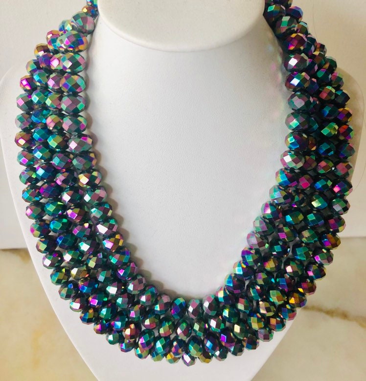 Regenbogen Farbe Multistrand Halskette Regenbogen Farbe Multistrand Halskette von evalaviedesigns