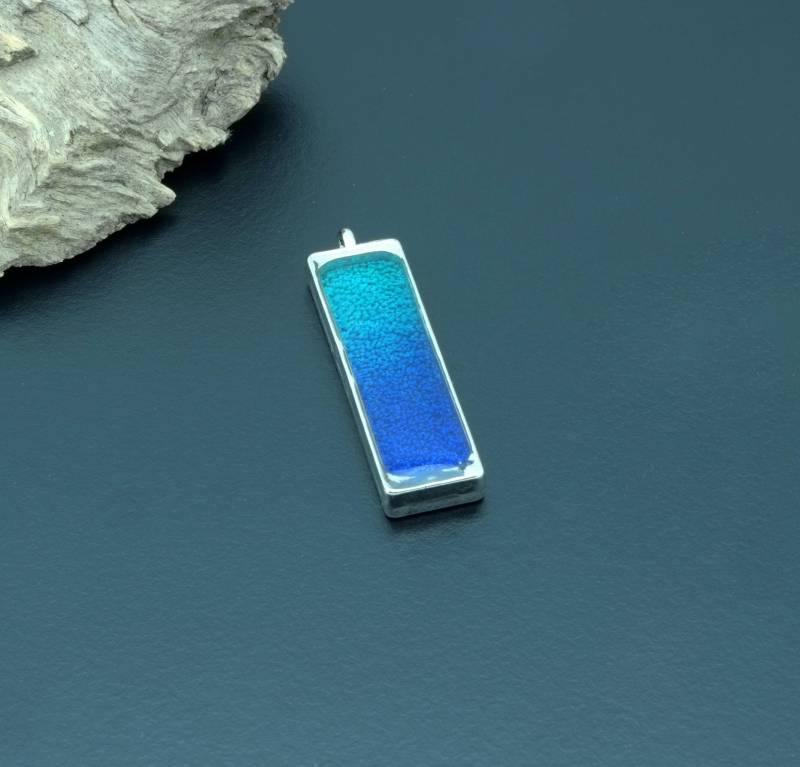 Handgemachter Kettenanhänger Blau/ Silberne Halskette Mit Blauem Anhänger/ Kette Ozeanschmuck/ Halsschmuck Resin/ Eckiger Schmuck Dame von evanyota