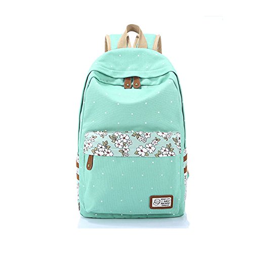 Evay Canvas Rucksack Retro Vintage Stil Bunte Daisy Blume Schulrucksäcke Schule Tasche für Damen Leichte Niedlichen Casual Daypack Schultertasche Rucksack Smaragdgrün von evay