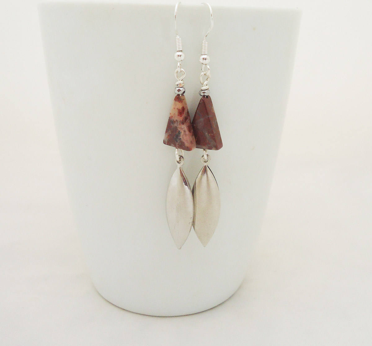 Dreieck Jaspis Ohrringe Sterling Silber Ohrringe von evecollection