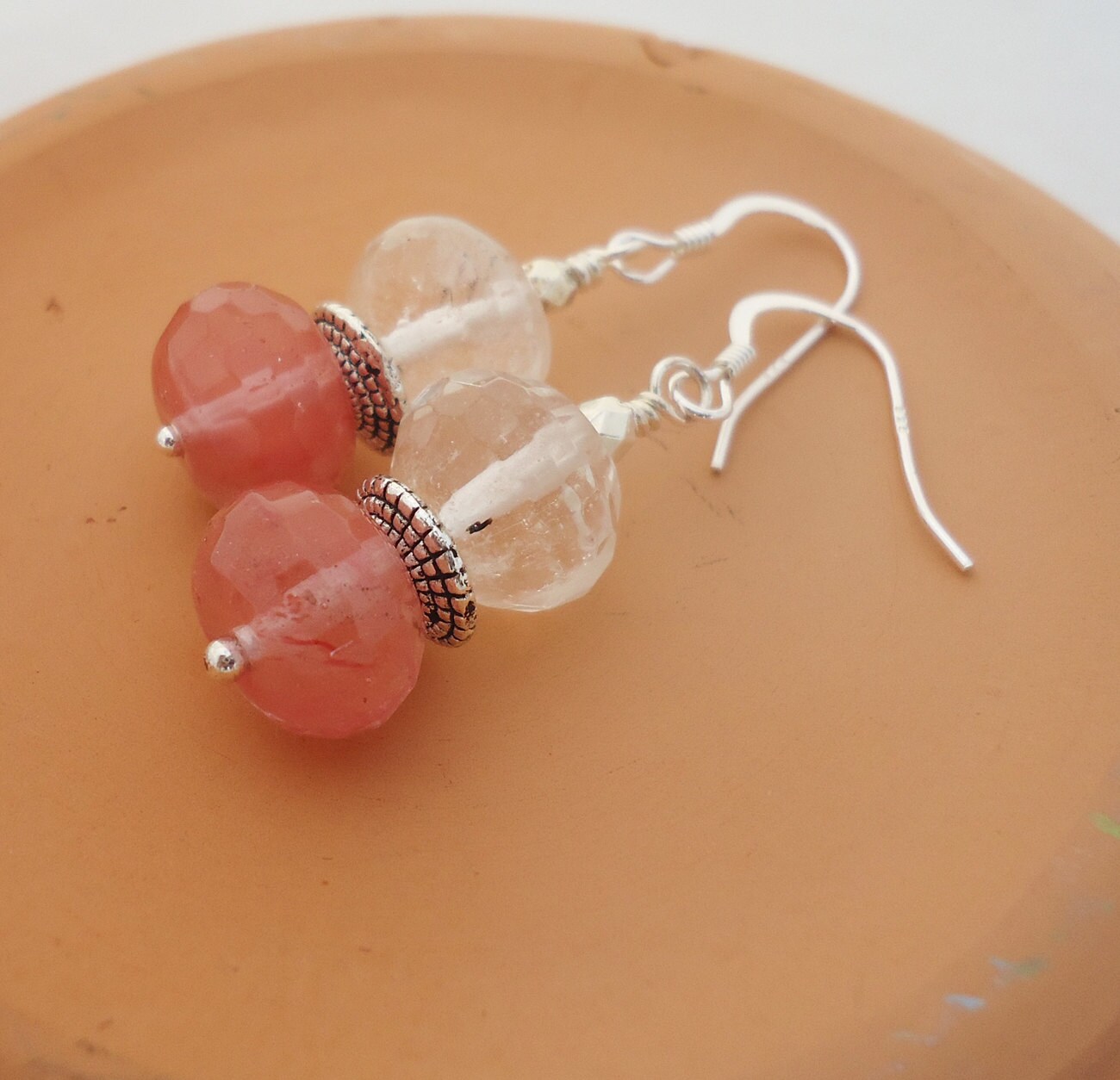 Kirsche & Bergkristall Ohrringe Sterling Silber Ohrringe von evecollection