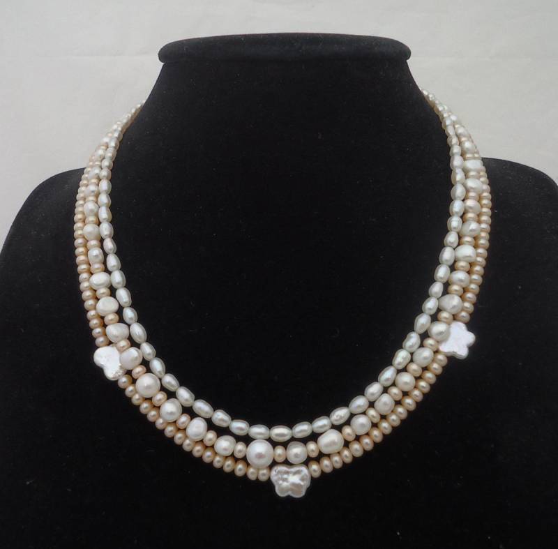 Multistrang Süßwasser Perlen Halskette Braut Statement Schmuck Multistrang Süßwasser Perlen Halskette Braut Statement Schmuck von evecollection