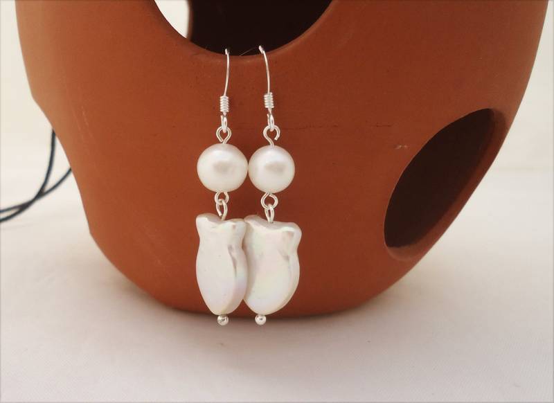 Süßwasser Perle Fisch Ohrringe Sterling Silber Ohrringe Süßwasser Perle Fisch Ohrringe Sterling Silber Ohrringe von evecollection