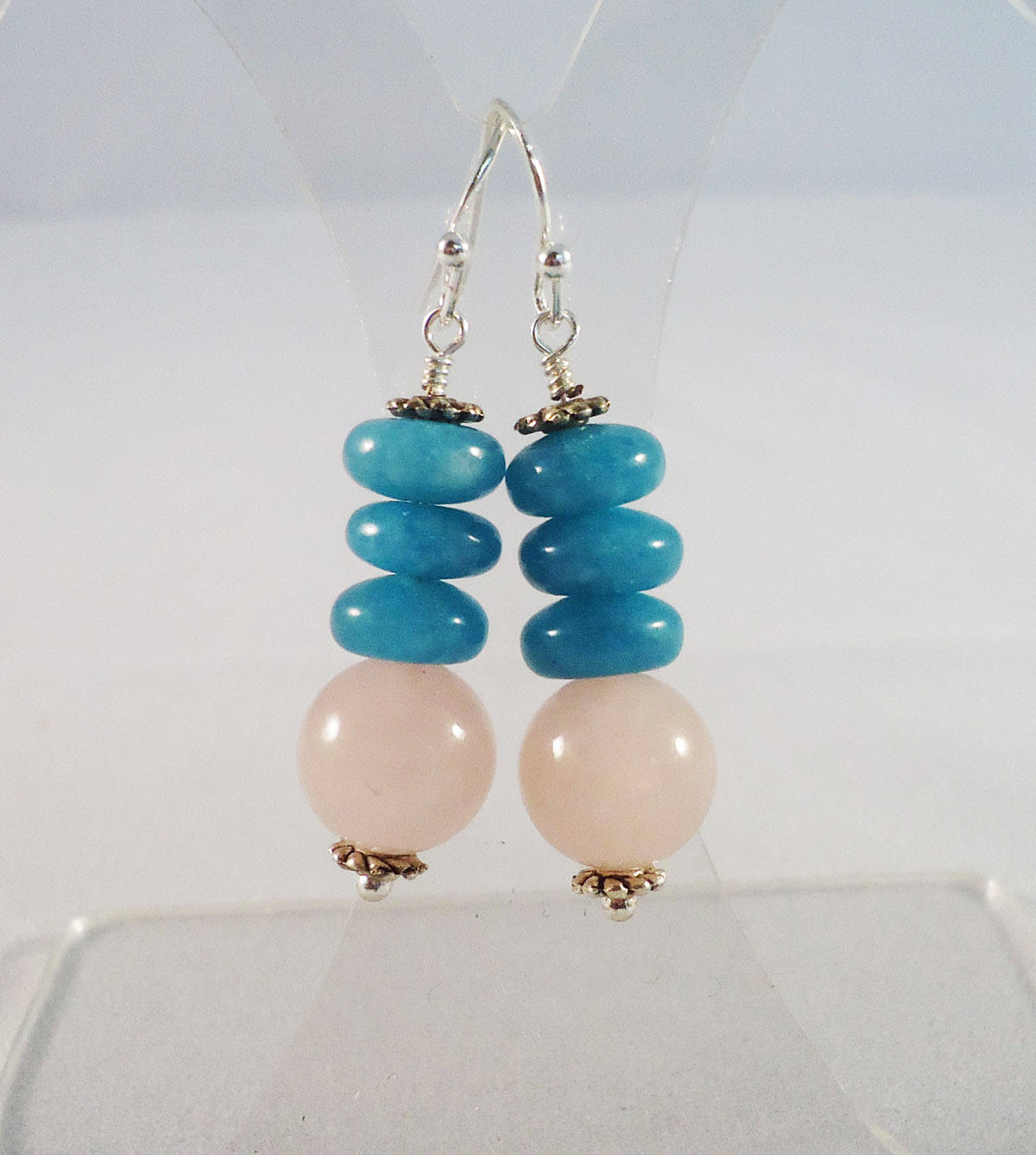 Rosa Aventurin Und Blauquarz Sterling Silber Ohrringe von evecollection