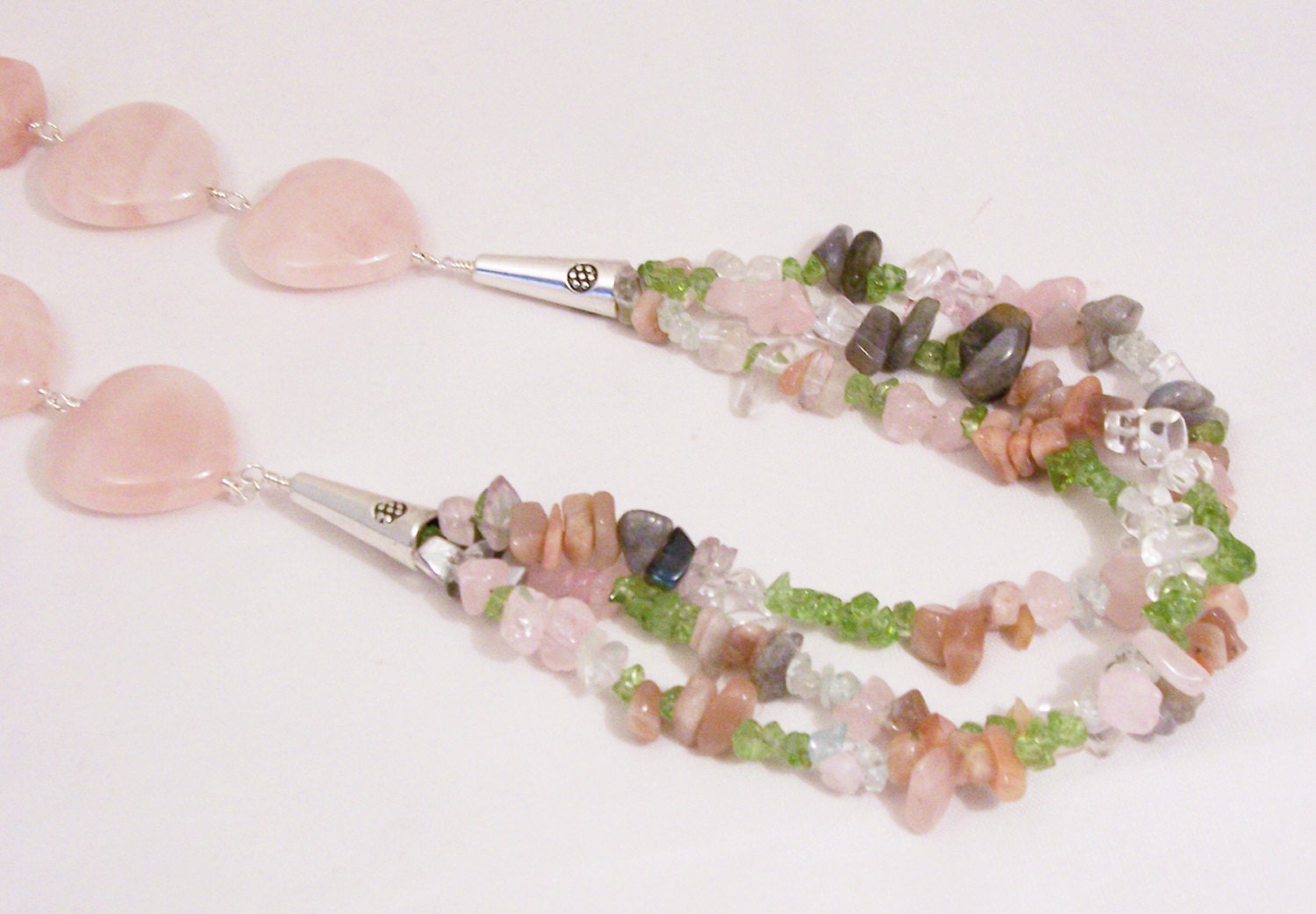 Rosenquarz Chunky Halskette, Edelstein Chips Rosa Handgemachter Schmuck, Uk Verkäufer von evecollection