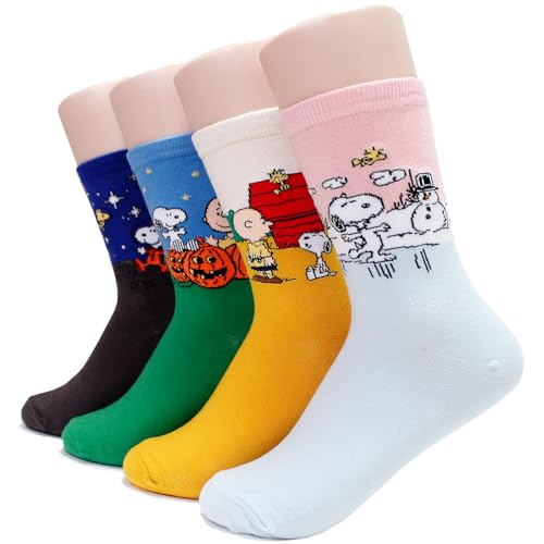 evei The Peanuts Snoopy Cartoon Movie Series Damen Original Socken, Snoopy01_4 Paar, Einheitsgröße von evei