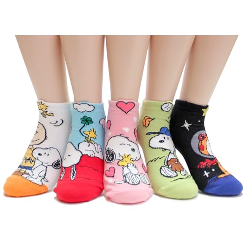 EVEI The Peanuts Snoopy Cartoon Movie Series Damen Original Socken, Snoopy23 _ 5 Paar, Einheitsgröße von evei