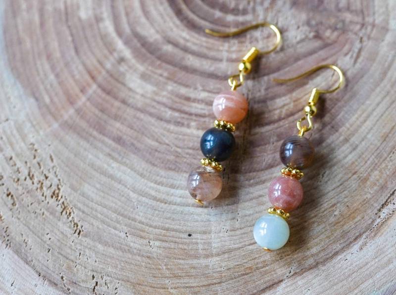 Ohrringe Lunii Mondstein Perlen Schmuck von evelinmega