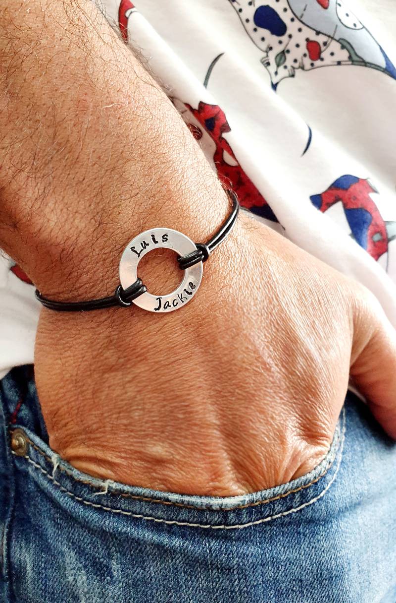 Personalisiertes Armband, Armband Mit Gravur, Handgestempelt, Namensarmband, Aluminium, Lederarmband, Für Paare, Waschmaschine, Geschenk Ihn von everbana